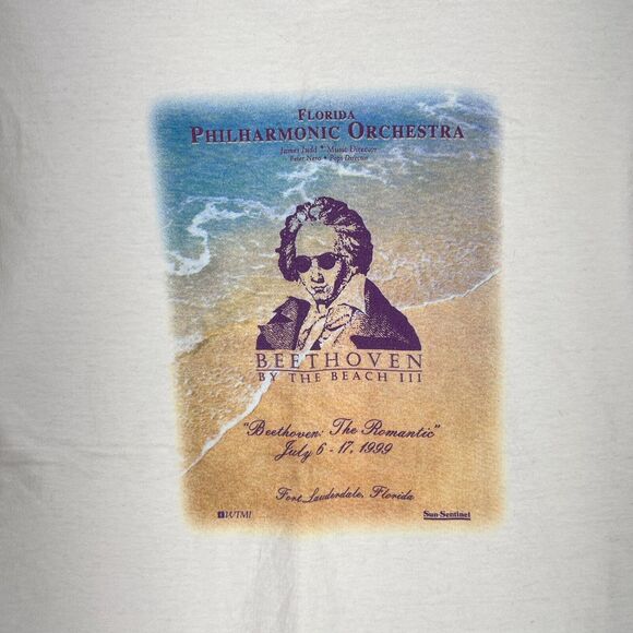 Florida Philharmonic‎ Shirt Mens M White Orchestra Beethoven Fort Vintage 1990s - Picture 3 of 7